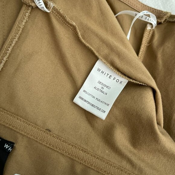 White Fox Strapless Corset Mini Dress Tan Brown Side Pockets Women’s Large NWT - Picture 7 of 11